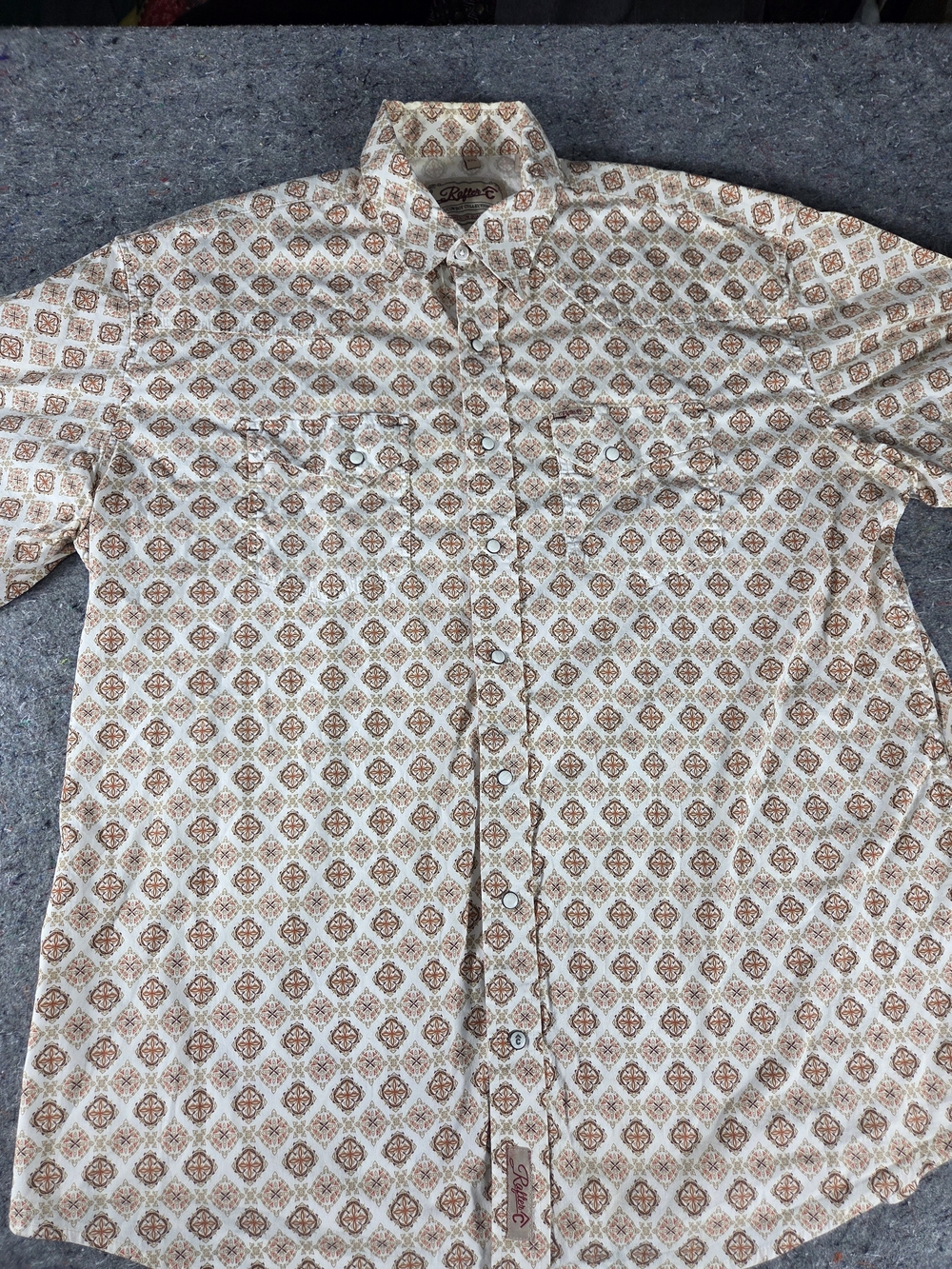Rafter C ProFlex45 Western Pearl Snap Shirt XXL Tan Geo